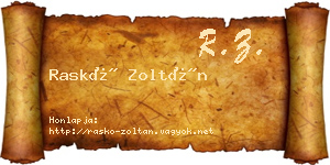 Raskó Zoltán névjegykártya