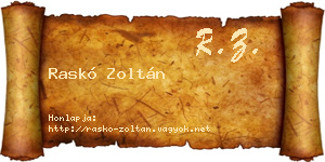 Raskó Zoltán névjegykártya